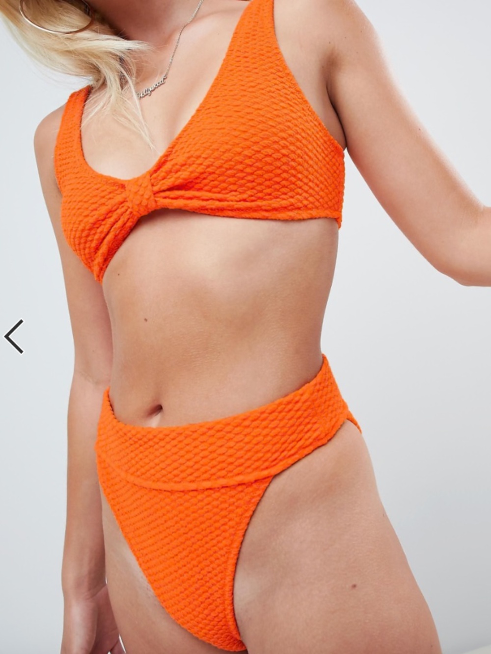 ASOS DESIGN Textured High Leg Tanga Bikini Bottom